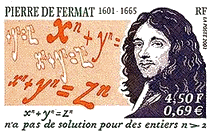 Timbre émis à l'occasion du 400ème anniversaire de la naissance de Pierre de Fermat Timbre émis à l'occasion du 400ème anniversaire de la naissance de Pierre de Fermat